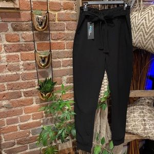 Paperbag High Waisted Black Jogger Pants